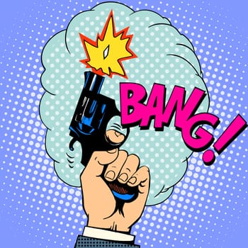 Shot gun bang pop art retro style