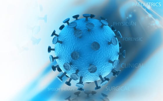 Digital illustration of HIV Virus in colour background