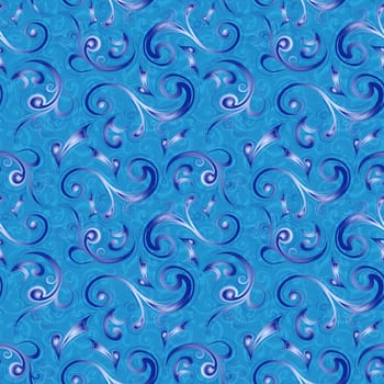 Seamless pattern for winter motifs with blue hues, hand drawing vector illustration