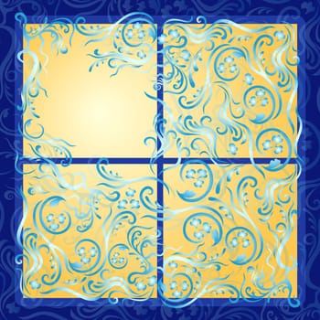 Lighting frozen window in winter evening, hand drawing vector illustration