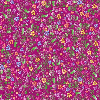 Color floral seamless pattern, hand drawing vector illustration