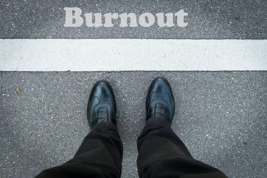 Word burnout stroke in white and 2 feet