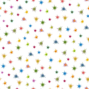 Colourful ornamental stars seamless pattern with white background, vector illustration