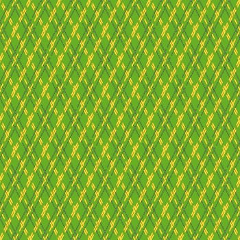 Green and yellow seamless vector pattern with rhombic dashed lines