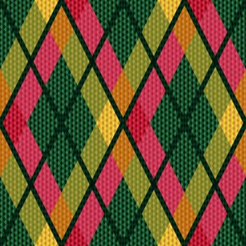 Seamless rhombic pattern mainly in green and pink colors