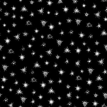 Black and white ornamental stars seamless pattern, vector illustration