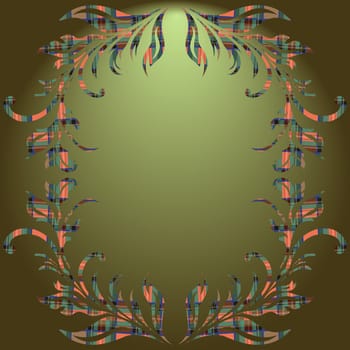 Floral elements using the Celtic ornament over green gradient background. Hand drawing vector illustration