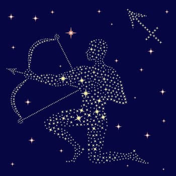 Zodiac sign Sagittarius on a background of the starry sky, vector illustration