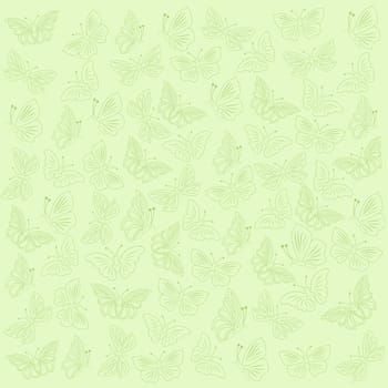 Butterflies light green background. Hand drawing vector illustration