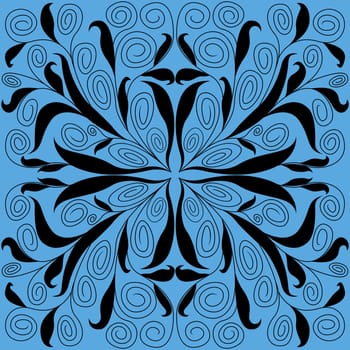 Abstract floral hand drawing vector symmetrical pattern