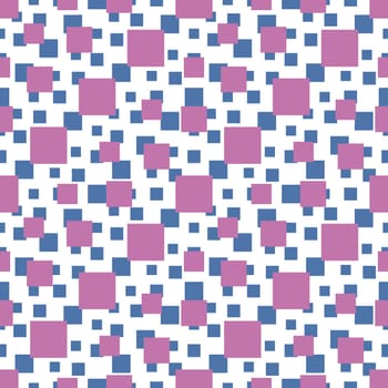 Seamless vector pattern with blue and magenta squares of different sizes