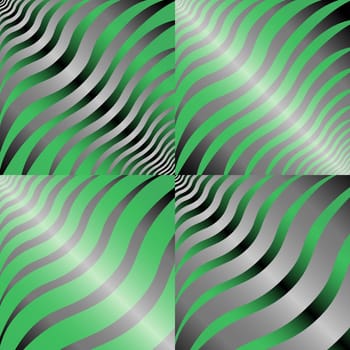 Four simple abstract hand drawing vector patterns in green and gray tints