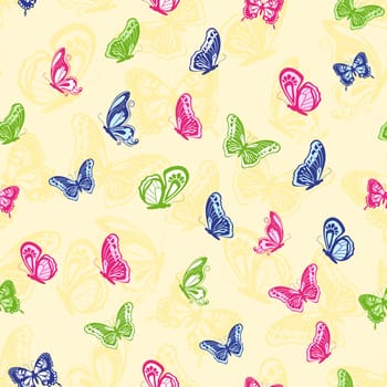 Seamless pattern with butterflies on butterflies background. Background with butterflies can be used as a separate seamless pattern