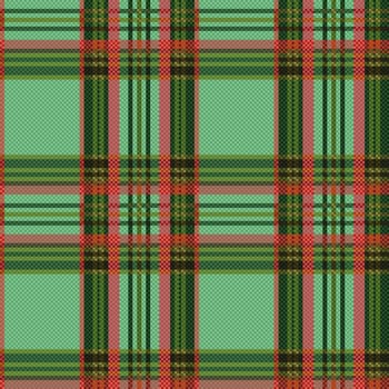Seamless checkered shades of green and red vector pattern as a tartan plaid