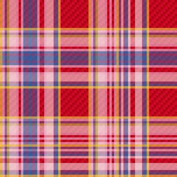 Tartan traditional checkered vector fabric seamless red and blue pattern