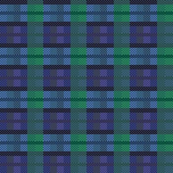 Seamless checkered dark blue with green vector pattern as a tartan plaid