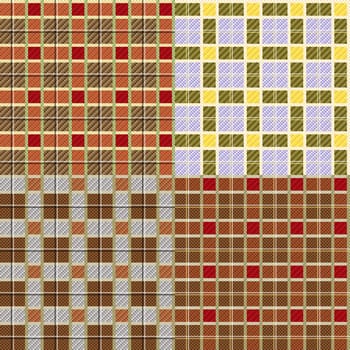 Four seamless checkered vector patterns in various tinctures