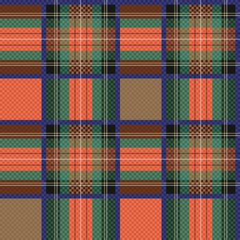 Seamless checkered shades of green, red and brown vector pattern as a tartan plaid