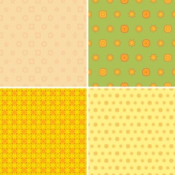 Four different seamless wallpaper pattern in one file collected. Colorful vector illustration