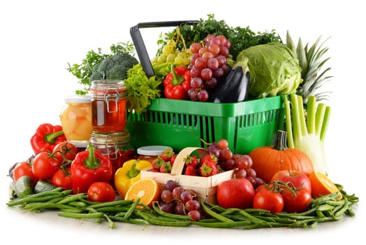 Composition with organic food isolated on white background. Balanced diet