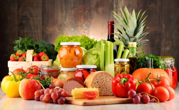 Composition with variety of organic food. Balanced diet.
