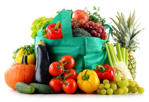 Composition with organic food isolated on white background. Balanced diet