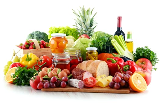 Composition with organic food isolated on white background