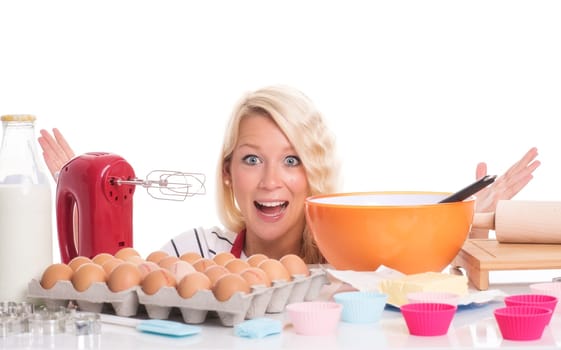 Housewife bakes muffins