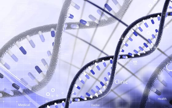 Digital illustration DNA structure in colour background