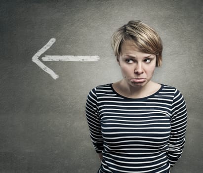 Concept of a guilty person, confused, ashamed