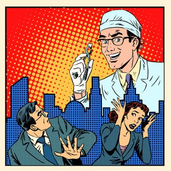 Fear of dentistry medical concept pop art retro style