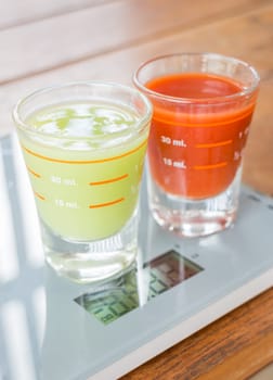 Freshly squeezed juices for diet, stock photo