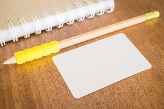 Blank business cards on wooden table, stock photo
