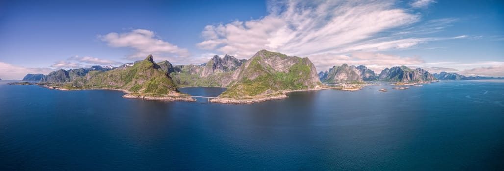 Beautiful Lofoten islands in Norway, scenic aerial panorama