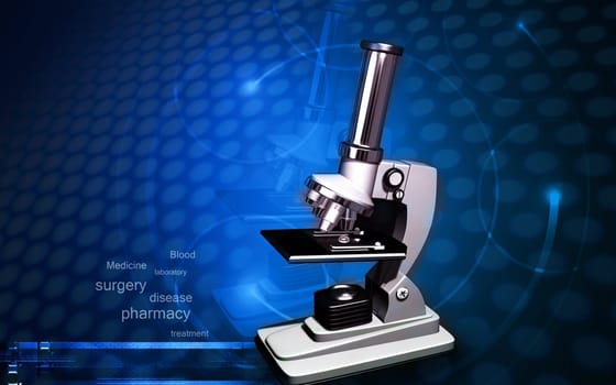 Digital illustration of microscope in colour background