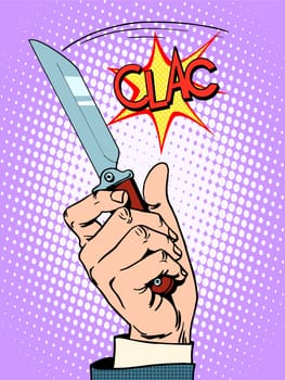 Crime knife arm bandit pop art retro style