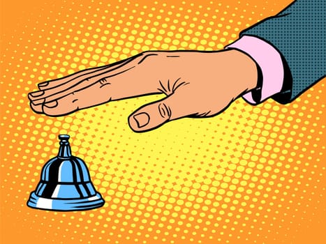 reception desk call bell hand pop art retro style