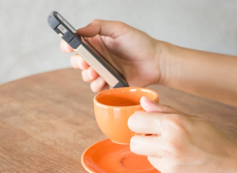 Hand holding smart phone online business, stock photo