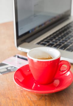 Coffee break on business work table, stock photo