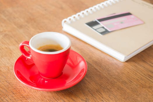 Coffee break on business work table, stock photo
