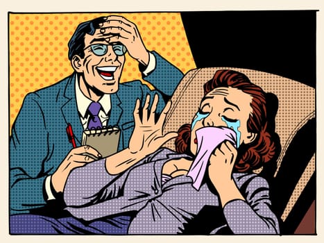 tears laughter psychologist family relationships emotions mental problems pop art retro style