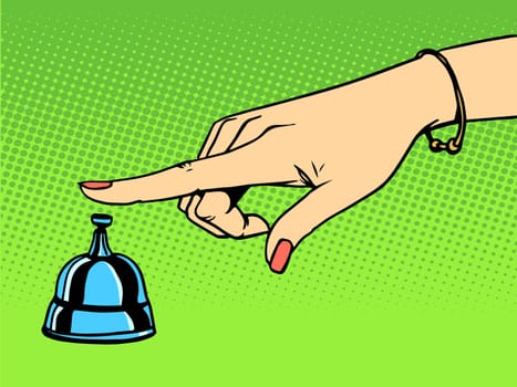 Call the Concierge woman hand bell pop art retro style
