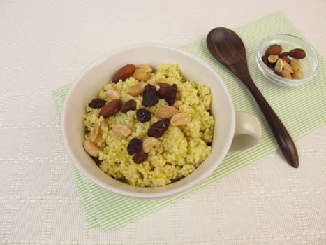 Millet with nuts and raisins