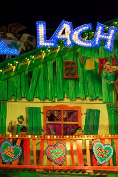 MUNICH, GERMANY – Oct. 2, 2015: Scary Decorated Entertainment Marquee at the Oktoberfest. The Festival runs from September 19th until October 4th 2015 in Munich, Germany.