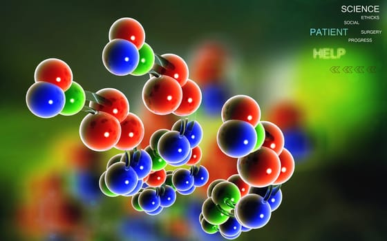 Digital illustration DNA structure in colour background