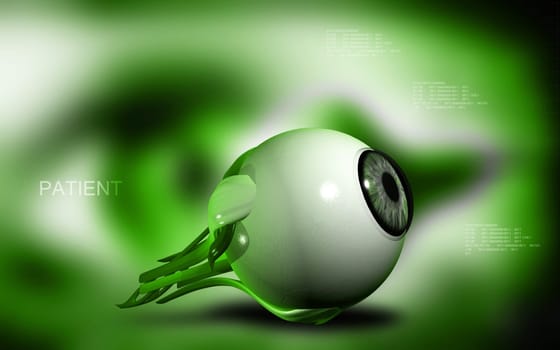 Digital illustration of eye in colour background