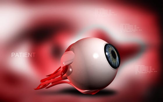 Digital illustration of eye in colour background