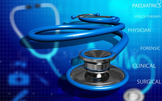 Digital illustration of stethoscope in colour background