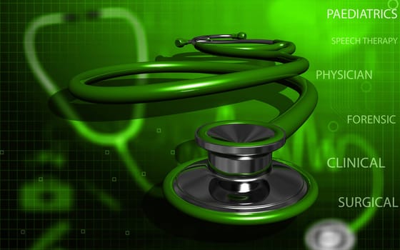 Digital illustration of stethoscope in colour background