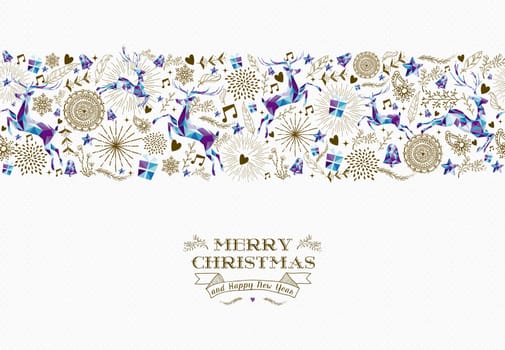 Merry christmas and happy new year text with seamless pattern design